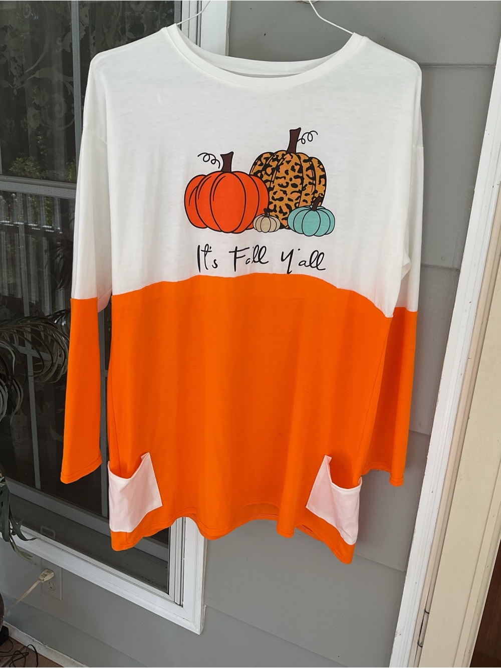 Its Fall Yall 3XL Pumpkin Autumn Fall Long Sleeve Women Orange Shirt SHEIN NWOT